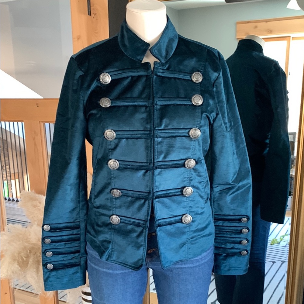 Free People military style jacket velvet